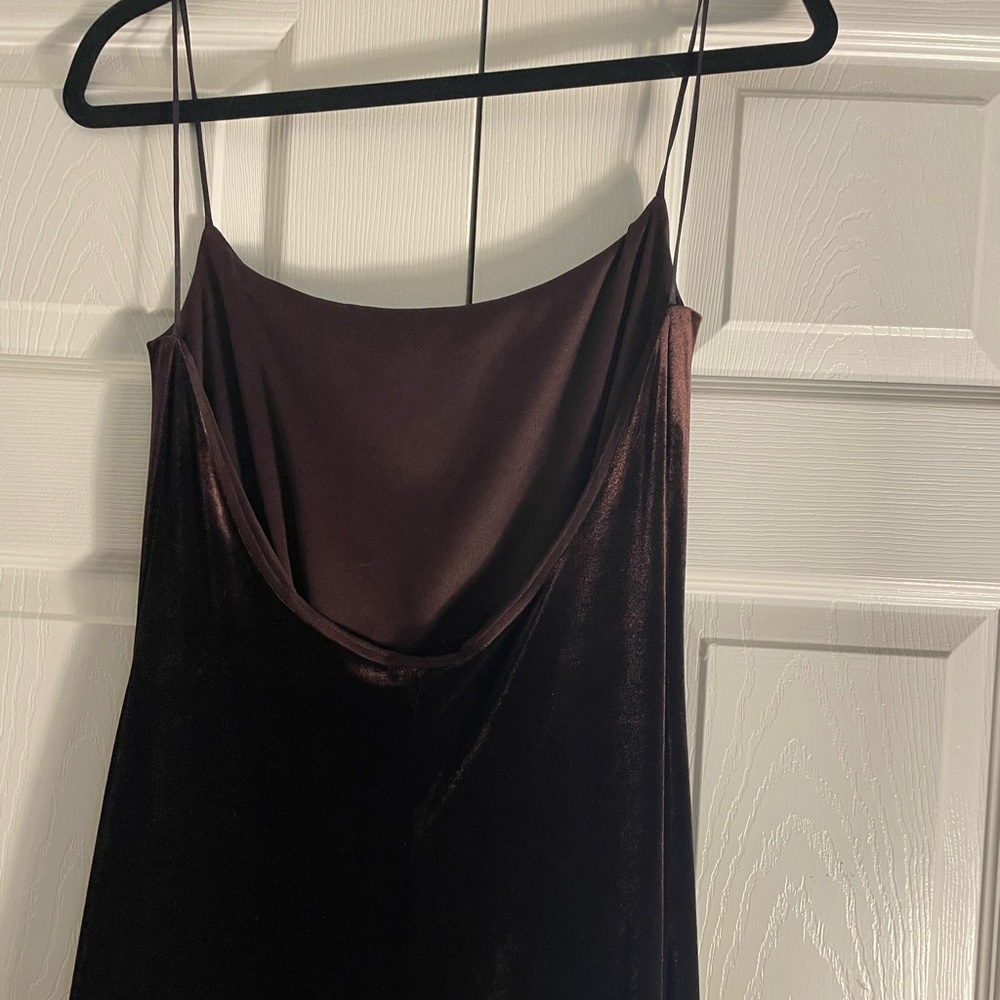 Laundry by Shelli Segal formal wedding brown velvety Y2K Maxi Dress size 12 - Picture 6 of 10